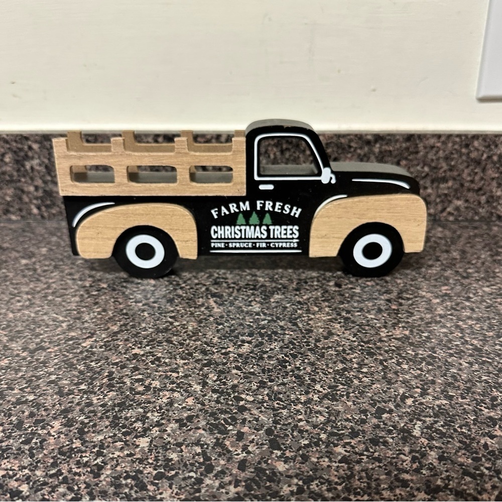 Christmas Black Vintage Truck Wood Decor